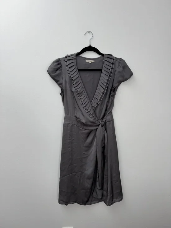 Gray Ruffle Wrap Dress - Picture 1 of 4
